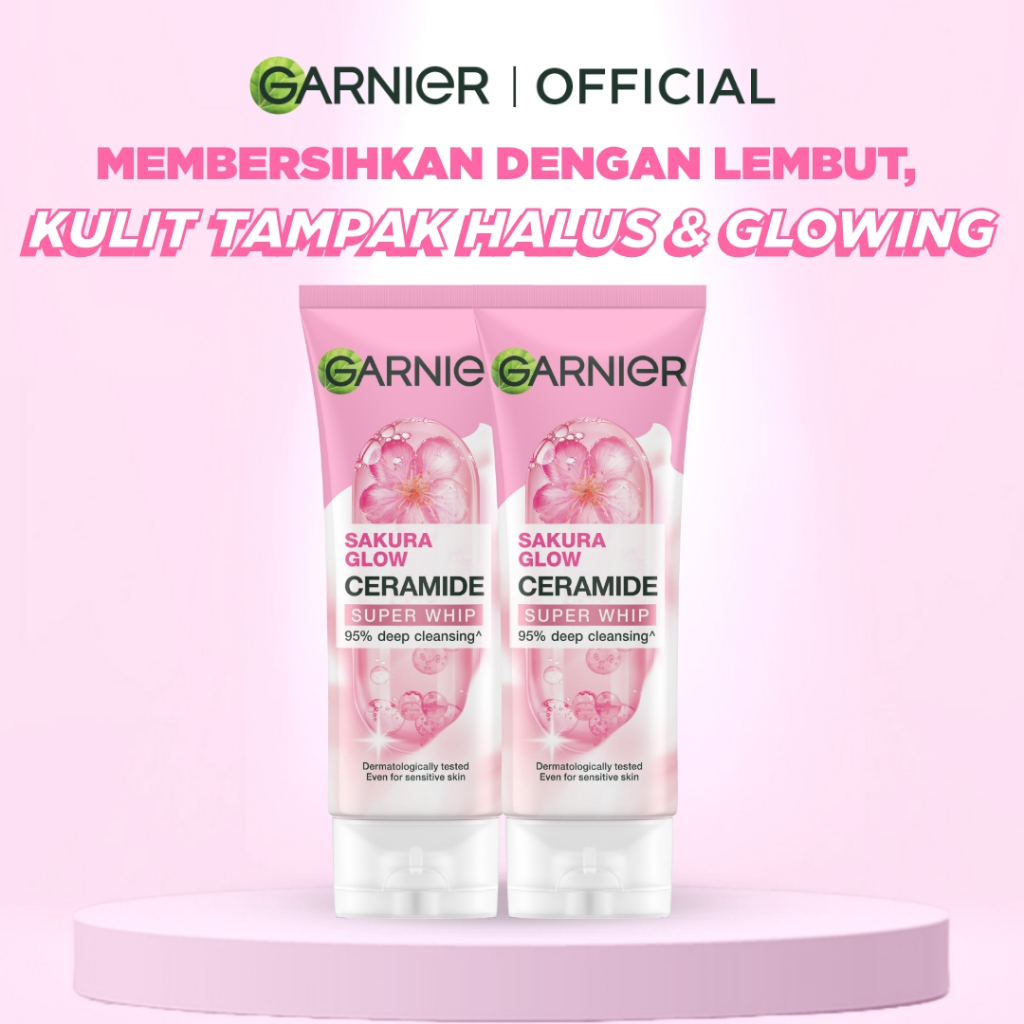 [PAKET HEMAT ISI 2] GARNIER Facial Wash Sakura Glow Ceramide Hyaluron Super Whip Foam Face Wash 100m