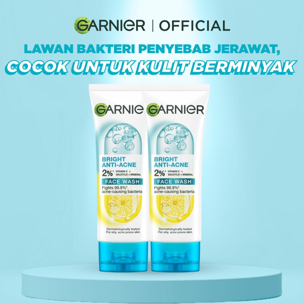 [PAKET HEMAT ISI 2] GARNIER Facial Wash Bright Complete 3in1 Anti Acne Cleanser Face Wash 100ml | Sk