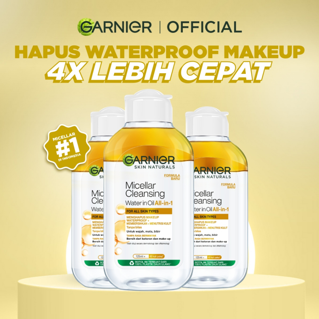 (PAKET HEMAT ISI 3) Garnier Micellar Water Oil Infused Cleansing Oil Biphase Water Skin Care - 125ml