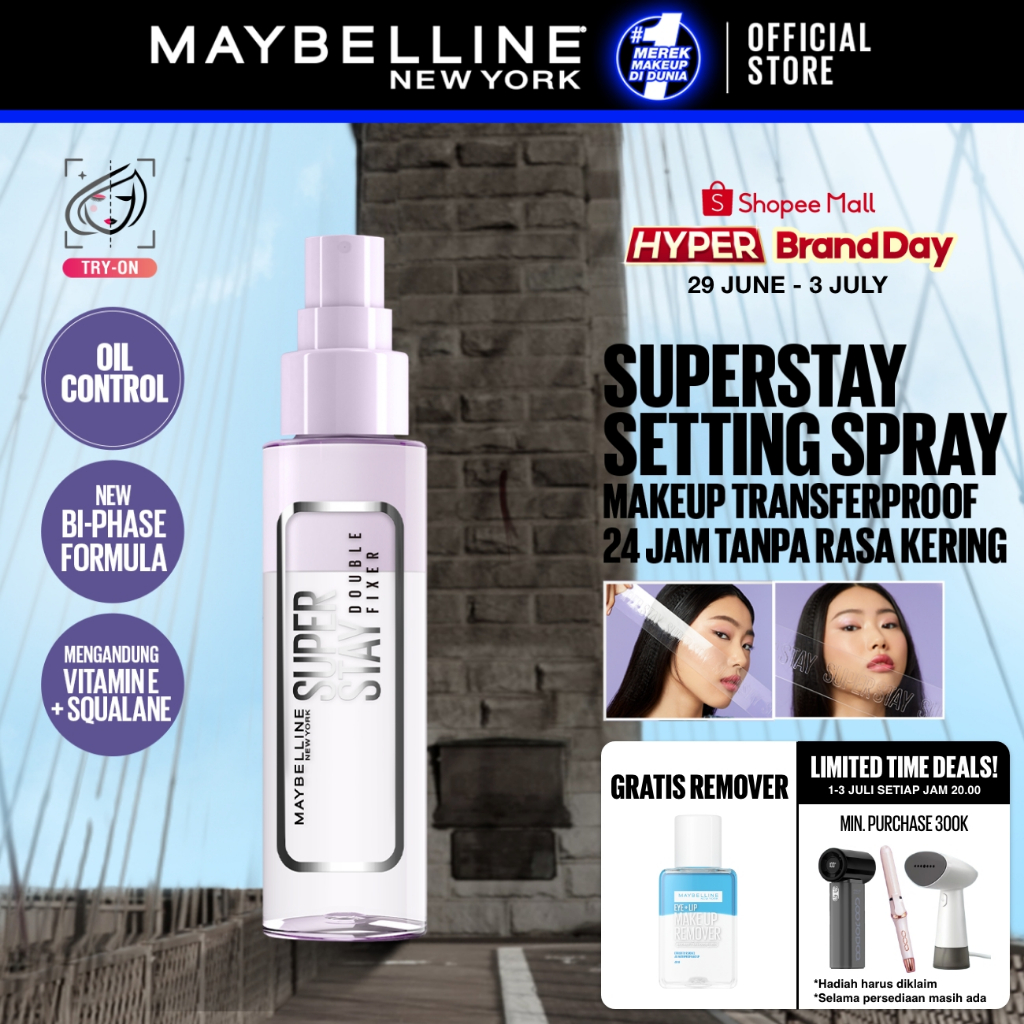 MAYBELLINE OFFICIAL Superstay Unbreakable Set - Superstay Setting Spray, Flex Powder Foundation, Lum