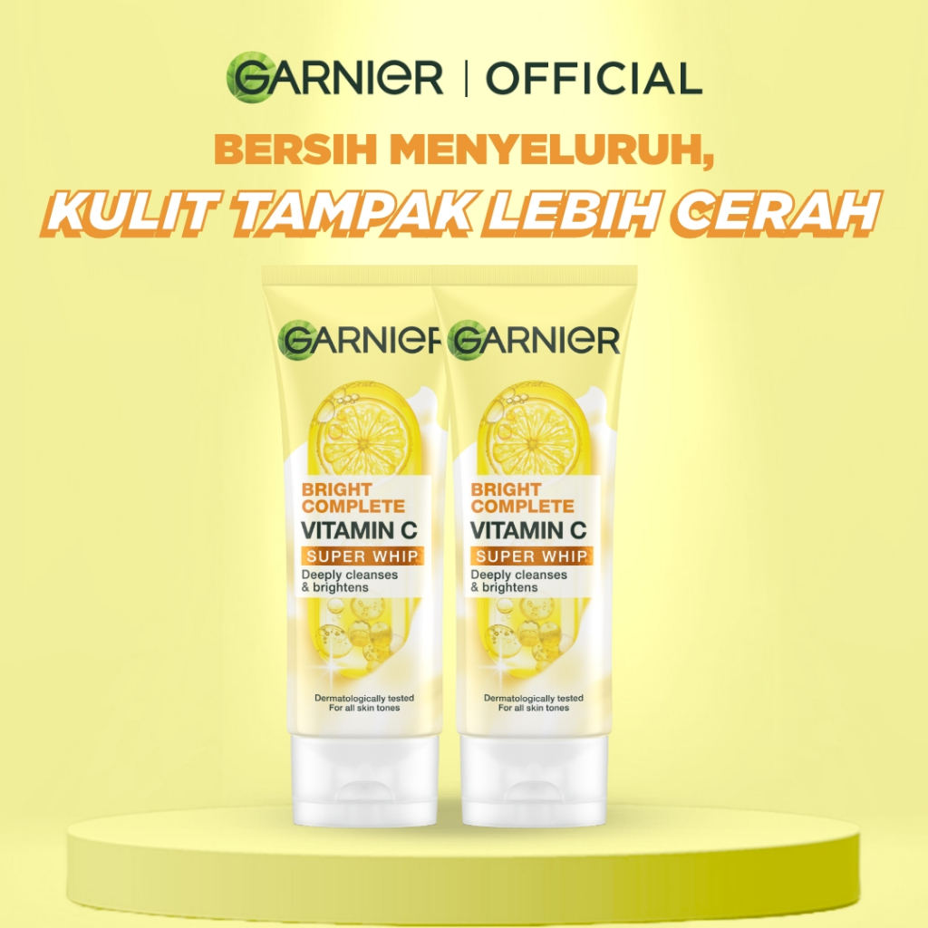 [PAKET HEMAT ISI 2] GARNIER Facial Wash Bright Complete Vitamin C Super Whip Foam Face Wash 100ml | 