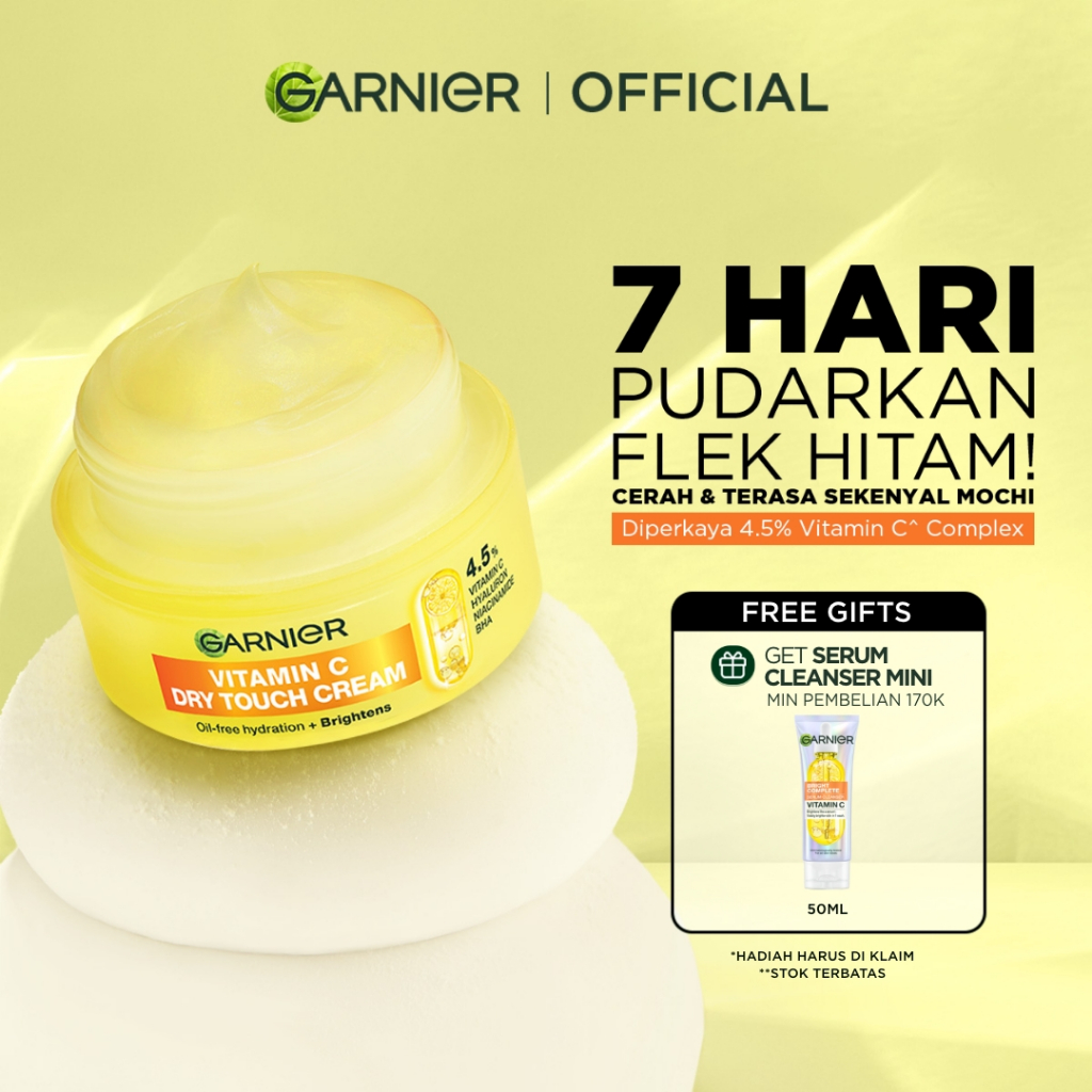 [GAJIAN SALE] GARNIER Mochi Dry Touch Cream 50ML Moisturizer Pelembab Wajah 4.5% Vitamin C / Niacina