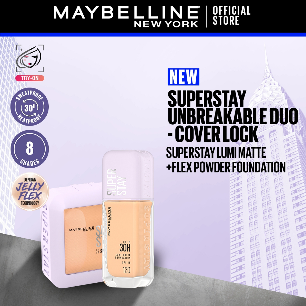 [BARU HANYA DI SHOPEE] MAYBELLINE OFFICIAL Superstay Unbreakable Duo - Superstay Lumi Matte Foundati