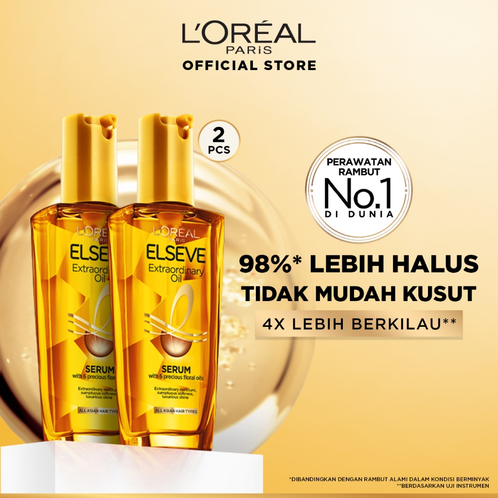 [PAKET HEMAT ISI 2] L'Oreal Paris Elseve Extraordinary Oil Gold Hair Treatment Serum 100mlx2Pcs - Ra