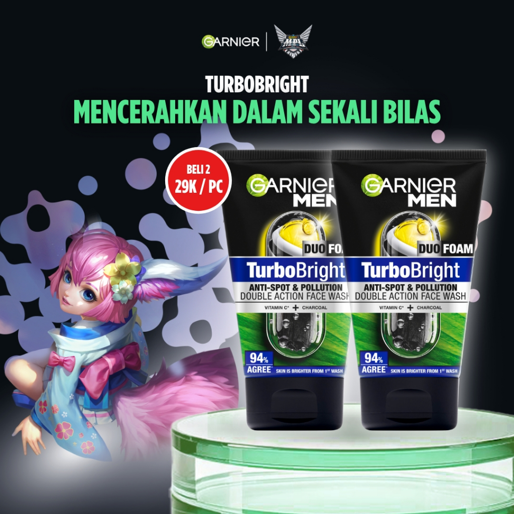 [PAKET HEMAT ISI 2] GARNIER Men Facial Wash Turbo Bright Super Duo Foam Skincare 100ml Sabun Cuci Mu