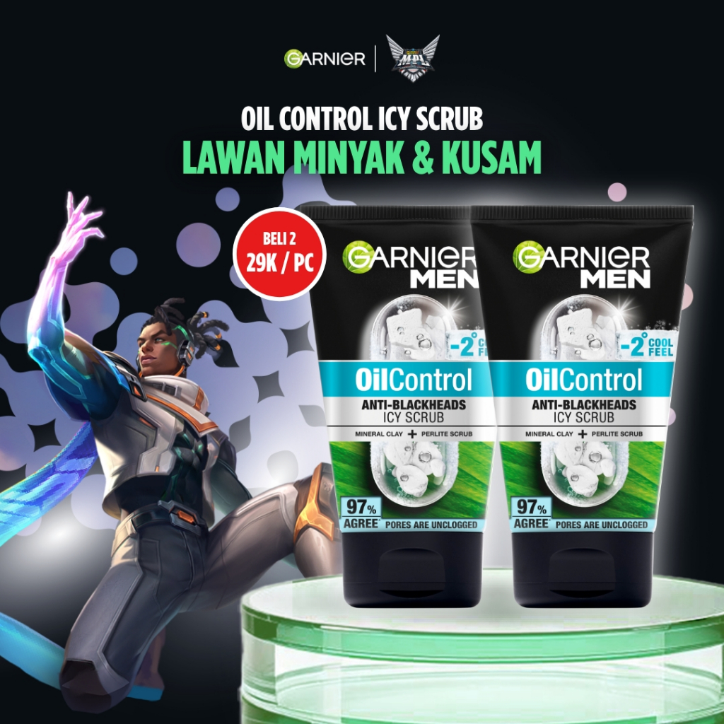 [PAKET HEMAT ISI 2] GARNIER Men Facial Wash Oil Control Anti Blackheads Brightening Icy Scrub Skinca