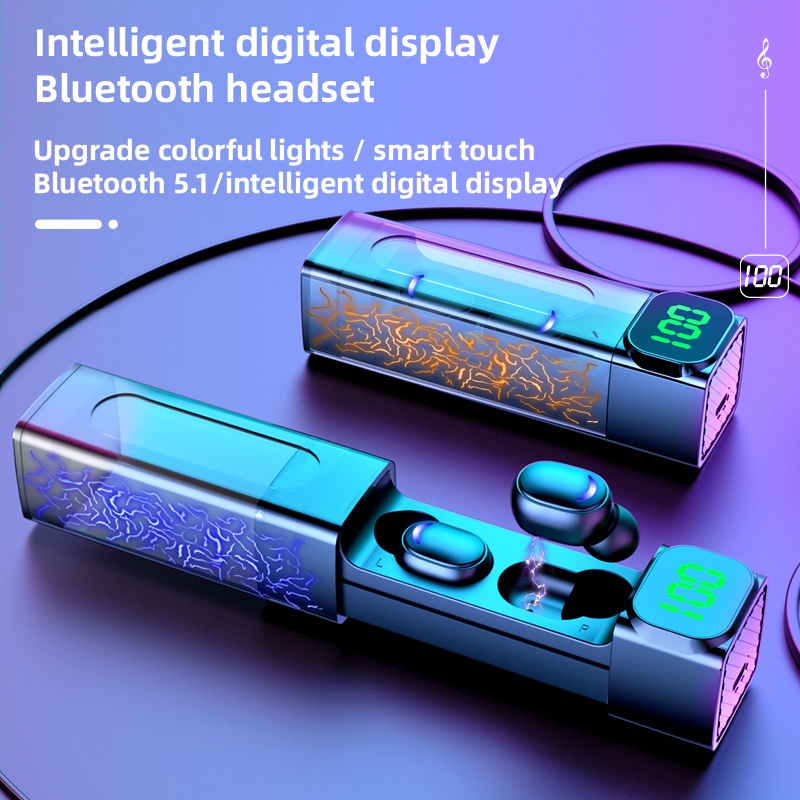 Wireless Earphone Bluetooth Earbuds Wireless Noise-cancelling Headphones Headset Intelligent Digital Display Waterproof Upgraded Bluetooth 5.1 - E50(COD)