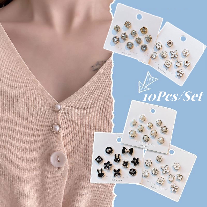 10pcs/set Lucu Dan Praktis Anti Liar Bros Kerah Gaun Mutiara Pin Aksesoris Pakaian Tetap Pin Fashion Perhiasan