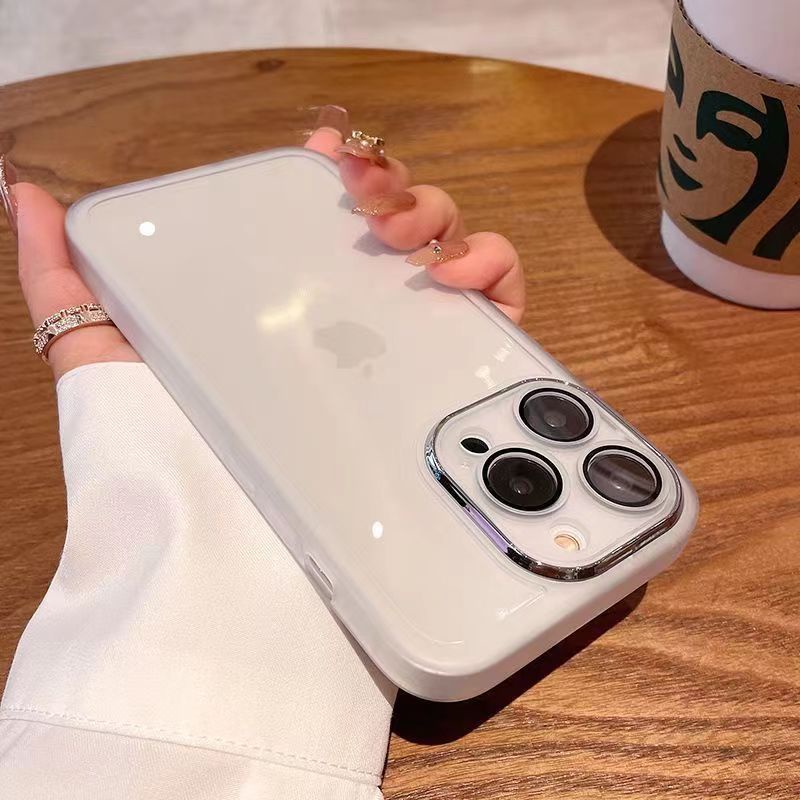 IPHONE Casing Bening Silikon Shockproof Warna Permen Untuk Iphone11 12 13 14 Plus Pro Max X XS XR 78 Plus Lensa Transparan Film Soft Cover