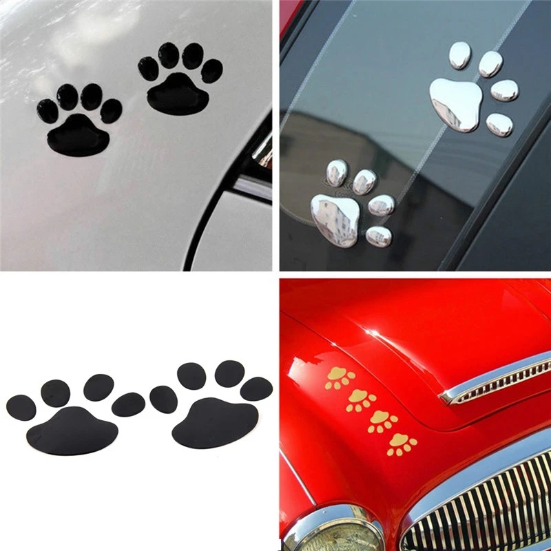 2pcs Stiker Hias Mobil 3D Tiga Dimensi Kreatif Stiker Mobil Cakar Anjing Kaki Kucing Kaki Beruang paw Tapak Kaki Stiker Mobil Stiker Hiasan