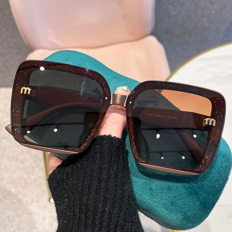 Kacamata Hitam Fashion Square Aesthetic Shades Untuk Wanita/Pria Metal Frame Sunglasses Eyewear