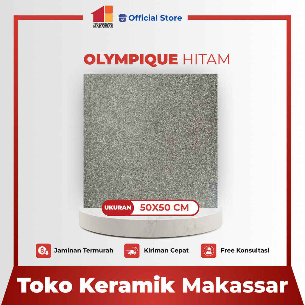 Keramik Lantai Ukuran 50x50 Olympique Hitam Matt Keramik Garasi/Kamar Mandi
