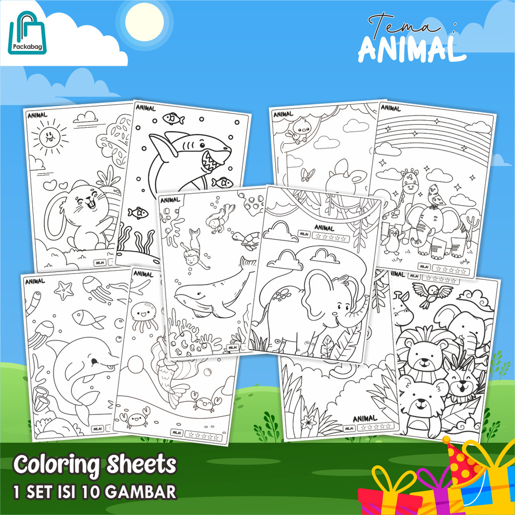 

KERTAS MEWARNAI ANAK UKURAN A4 – PAKET ISI 10 LEMBAR – COLORING SHEETS KARTUN EDUKATIF ANIMAL