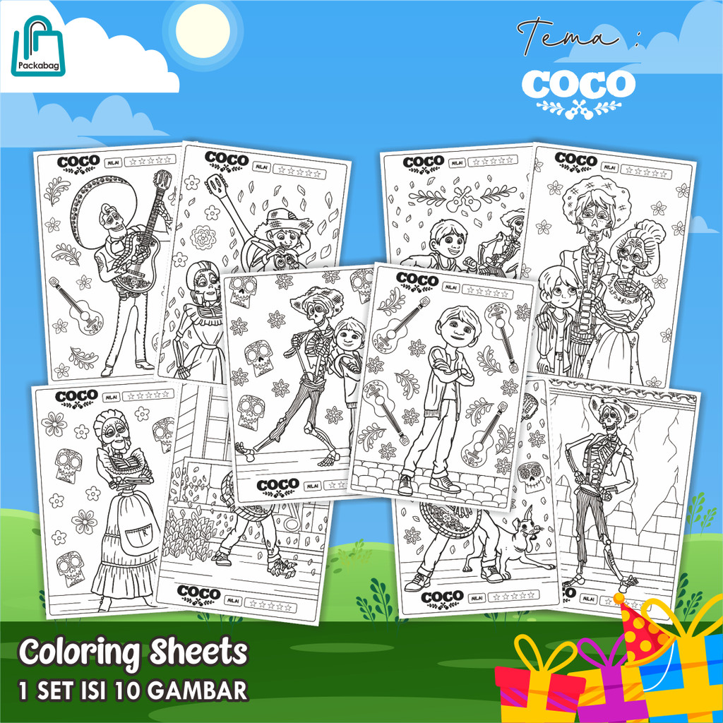 

KERTAS MEWARNAI ANAK UKURAN A5 – 1 PACK ISI 10 LEMBAR – COLORING SHEETS KARTUN EDUKATIF COCO