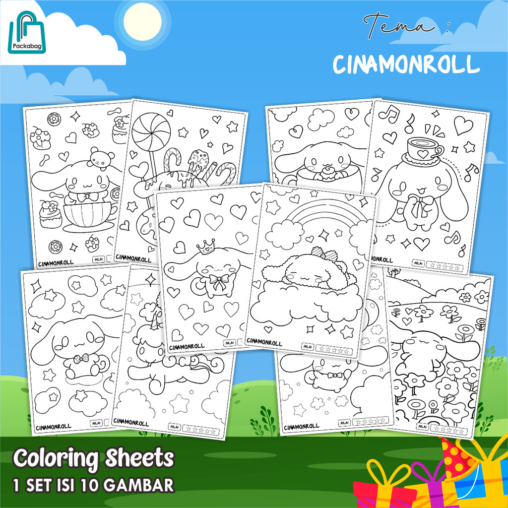 

KERTAS MEWARNAI ANAK UKURAN A4 – PAKET ISI 10 LEMBAR – COLORING SHEETS KARTUN EDUKATIF CINAMONROLL
