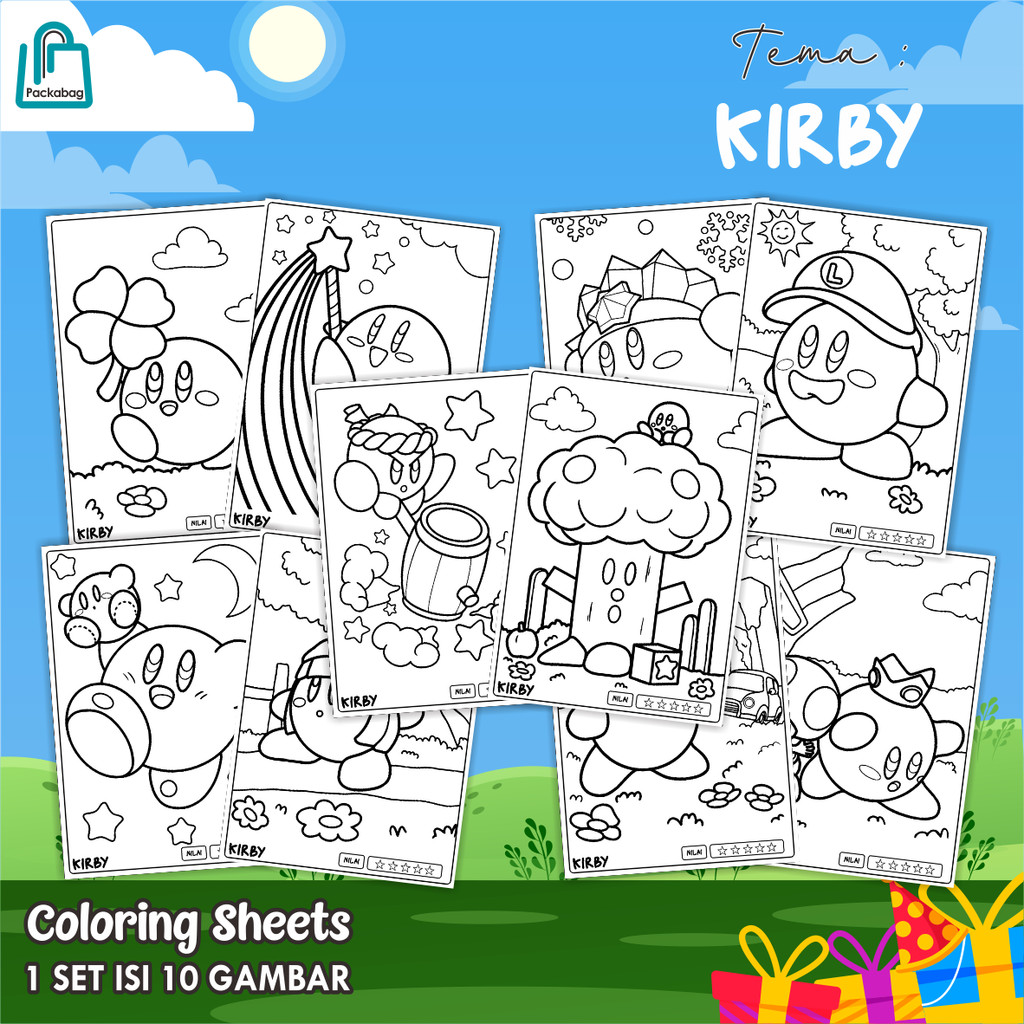 

KERTAS MEWARNAI ANAK UKURAN A4 – PAKET ISI 10 LEMBAR – COLORING SHEETS KARTUN EDUKATIF KIRBY