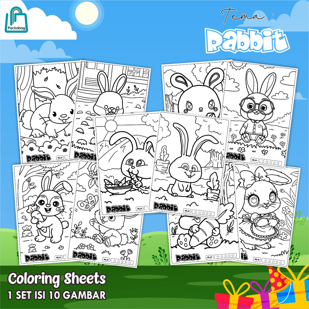 

KERTAS MEWARNAI ANAK A5 MURAH – 1 PACK ISI 10 LEMBAR – COLORING SHEETS KARTUN EDUKATIF RABBIT