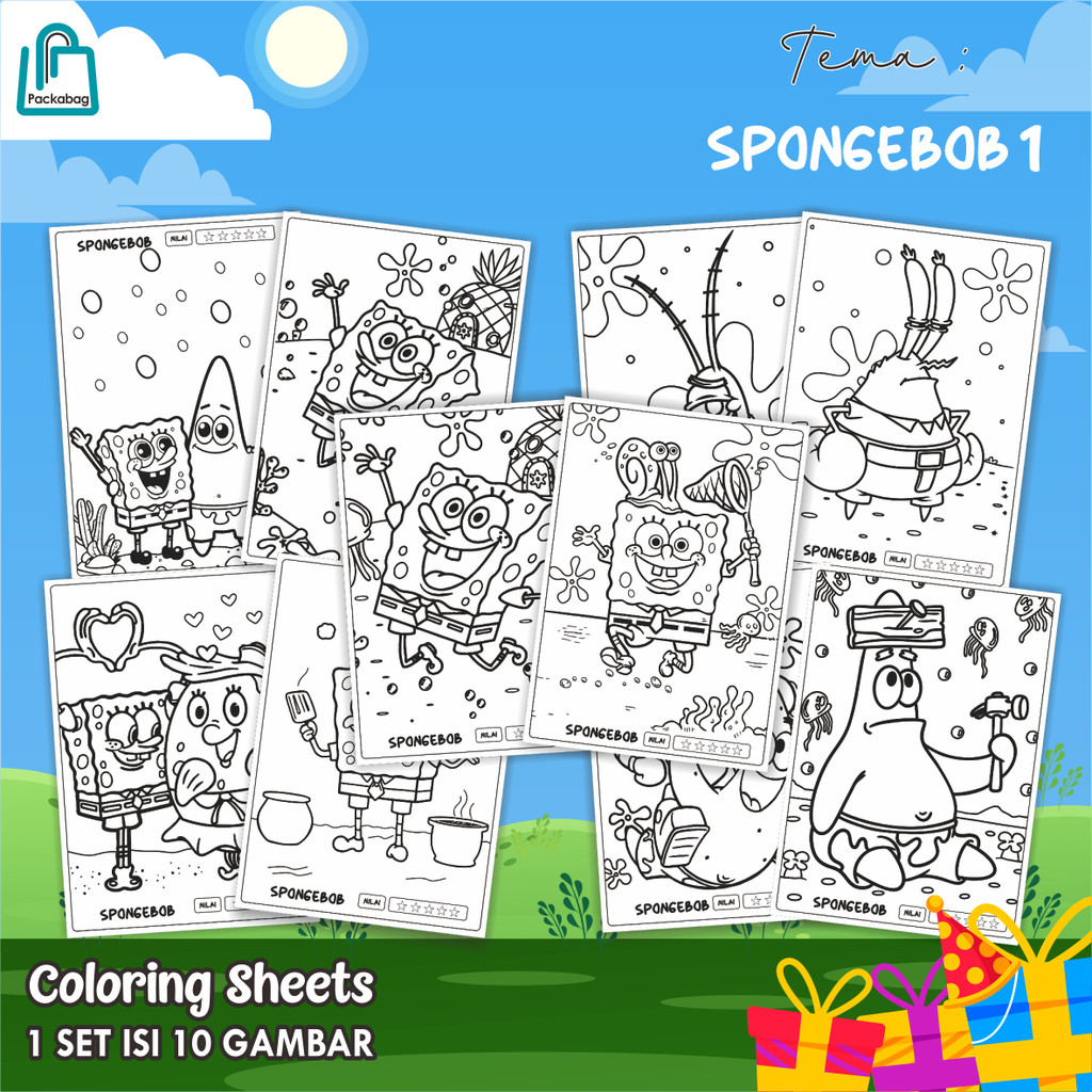 

KERTAS MEWARNAI ANAK UKURAN A5 – 1 PACK ISI 10 LEMBAR – COLORING SHEETS KARTUN EDUKATIF SPONGEBOB 01