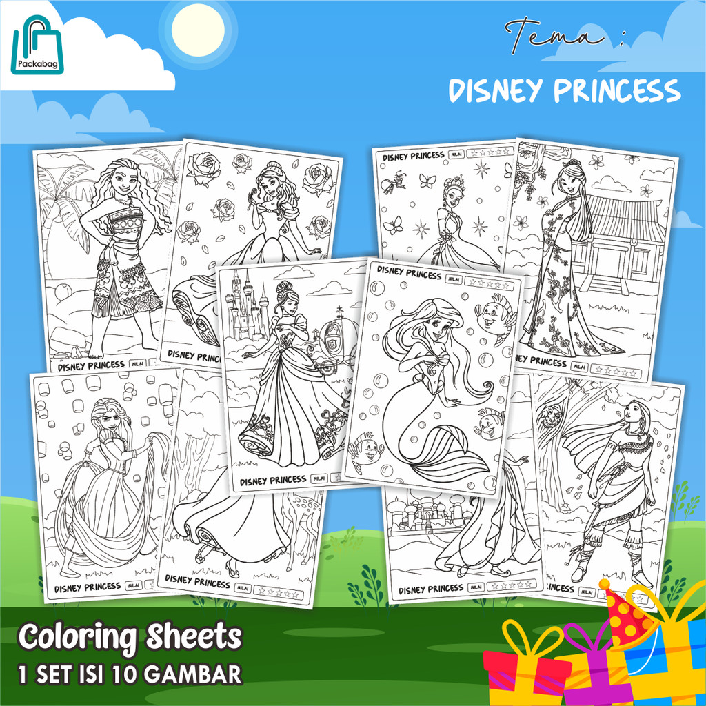

KERTAS MEWARNAI ANAK UKURAN A5 – 1 PACK ISI 10 LEMBAR – COLORING SHEETS KARTUN EDUKATIF PRINCESS