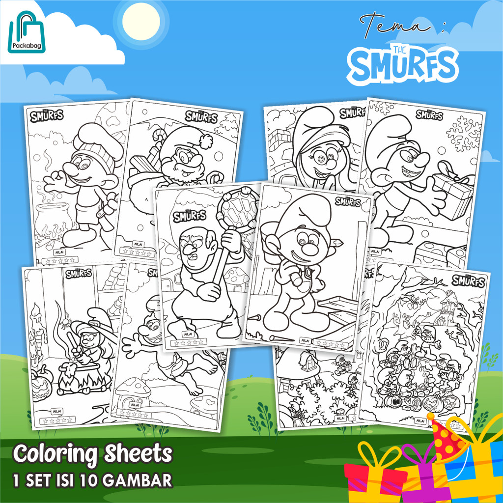 

KERTAS MEWARNAI ANAK A5 MURAH – 1 PACK ISI 10 LEMBAR – COLORING SHEETS KARTUN EDUKATIF THE SMURFS