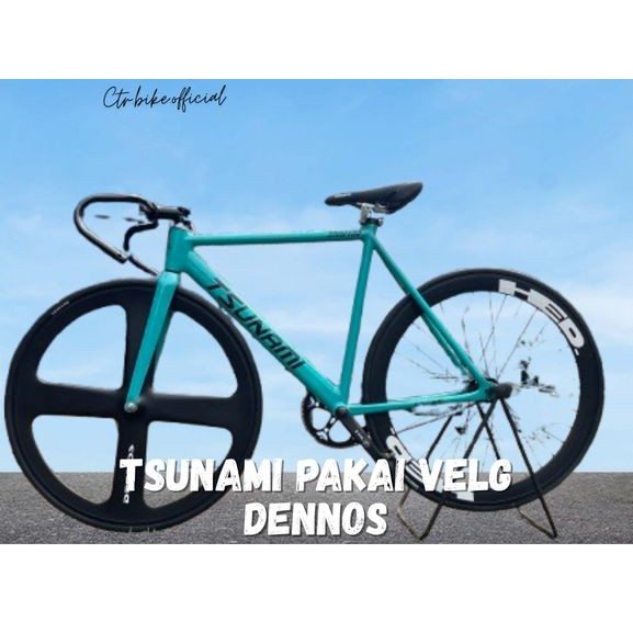 SEPEDA FIXIE TSUNAMI SNM100 VELG DENNOS WARNA HIJAU TOSCA