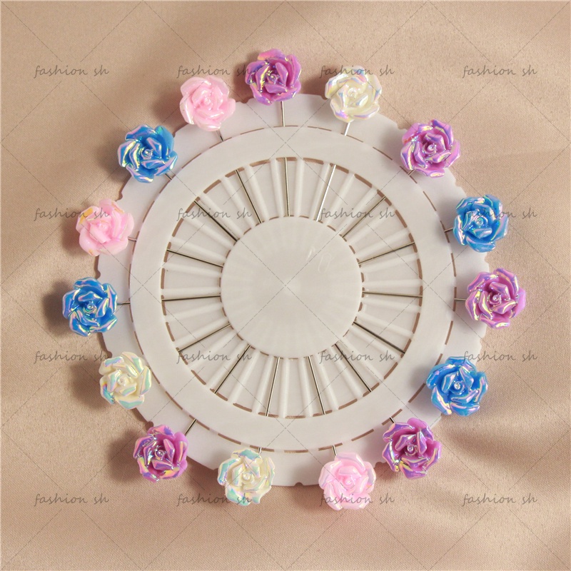 Lovely rose colorful Jarum Panjang Muslim scarf needle alloy Aksesoris