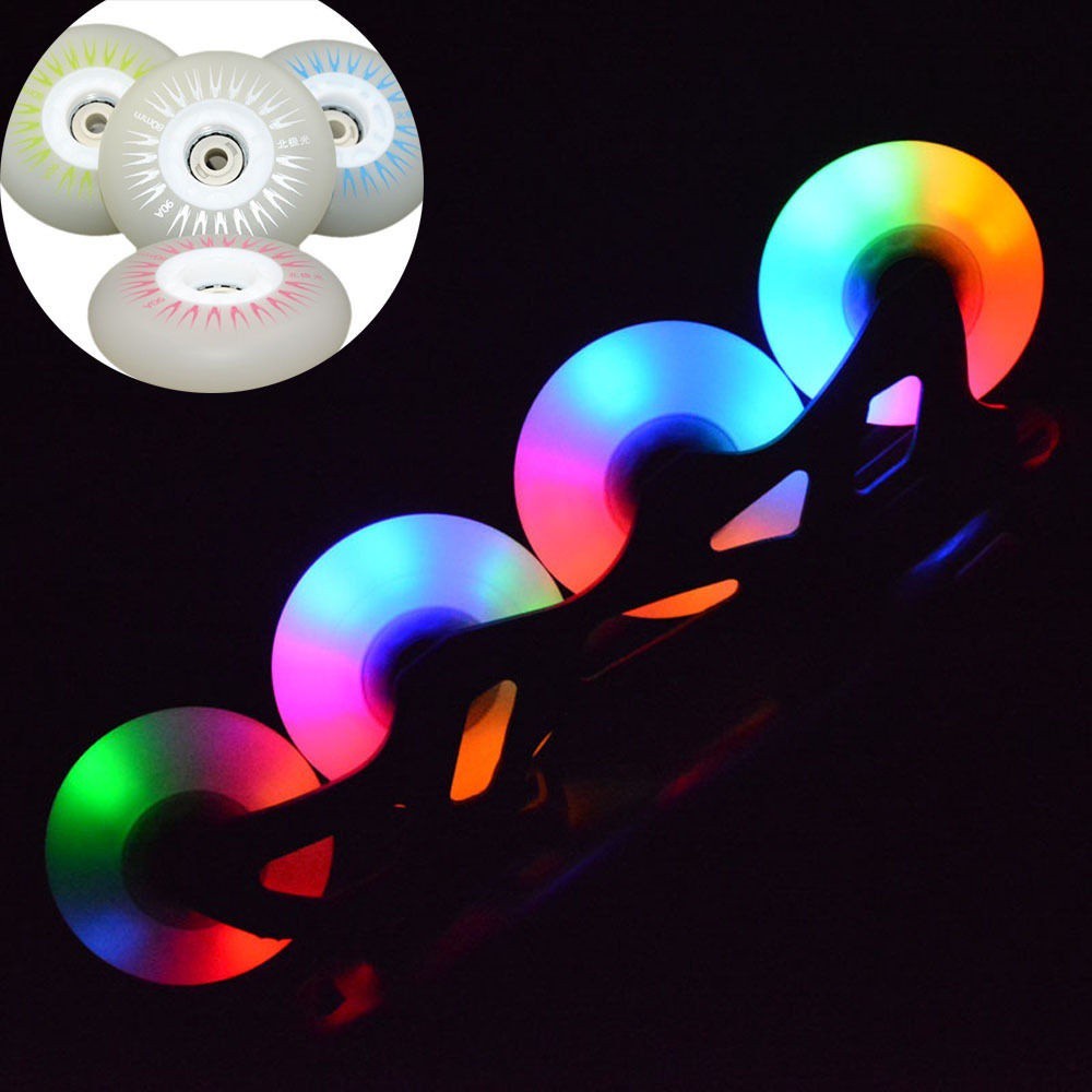 Lampu Flash Led Inline Deslizante Skate wheel shinny Roda Sepatu Roda Roller Skate 76mm 80mm 90A