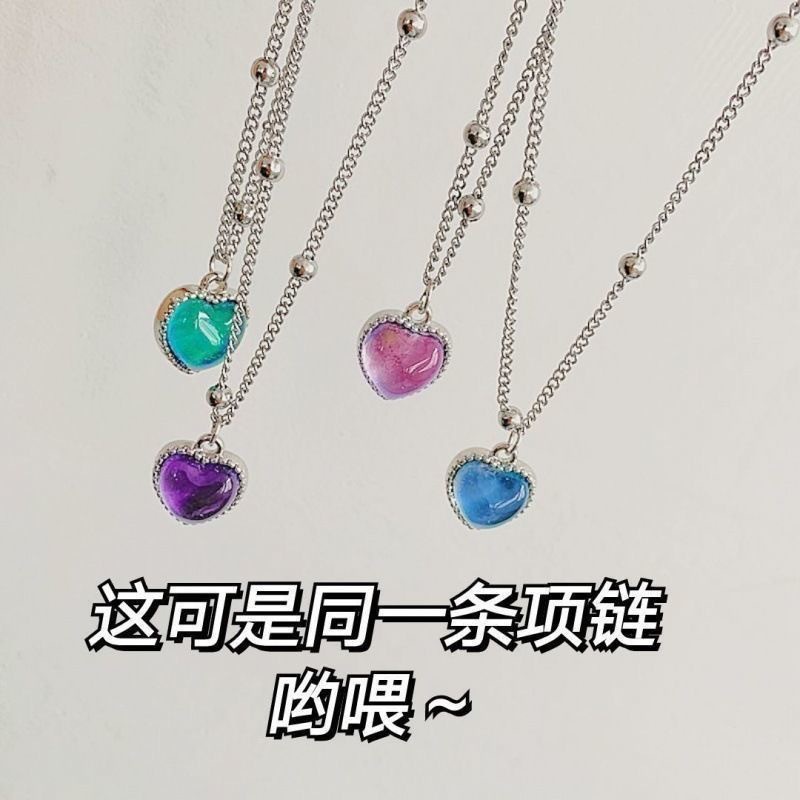 Liontin Cinta Perubahan Warna Emosional Sensitif Kalung Gelang Rantai Kalung Hadiah Perhiasan Fashion Baru