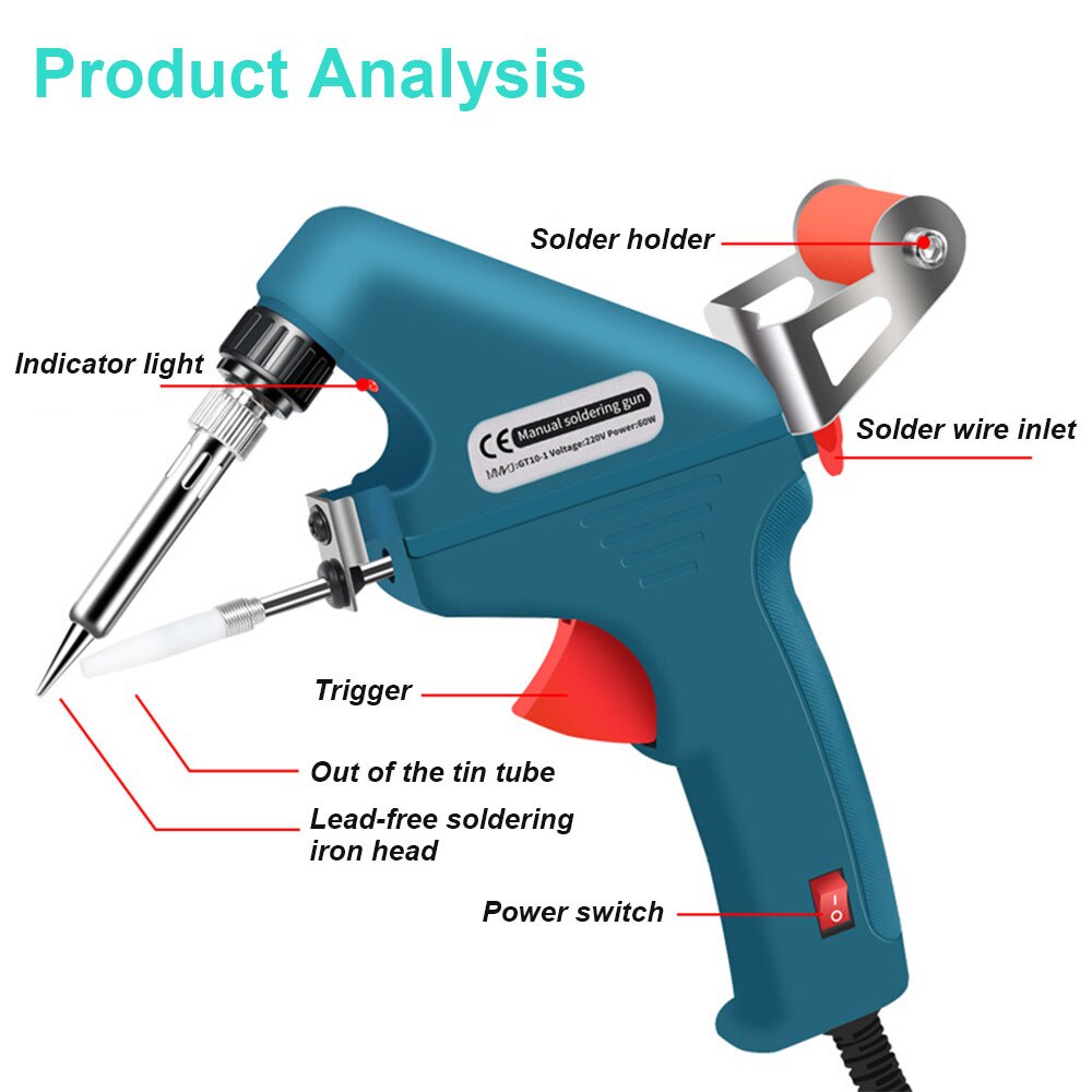 60w Elektronik Welding Torch Kit Internal Membantu Panas Tangan Solder Iron Set Otomatis Timah Makan Mesin Power Repair Tools
