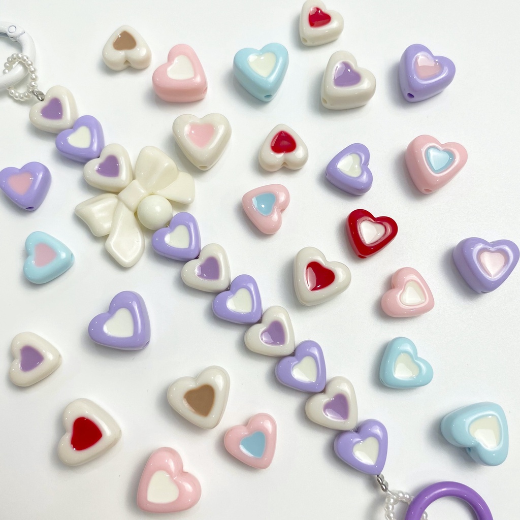 10pcs Akrilik Macaron Tetes Minyak Cinta DIY Manik-Manik Hati Bahan Aksesoris Membuat Perhiasan beads