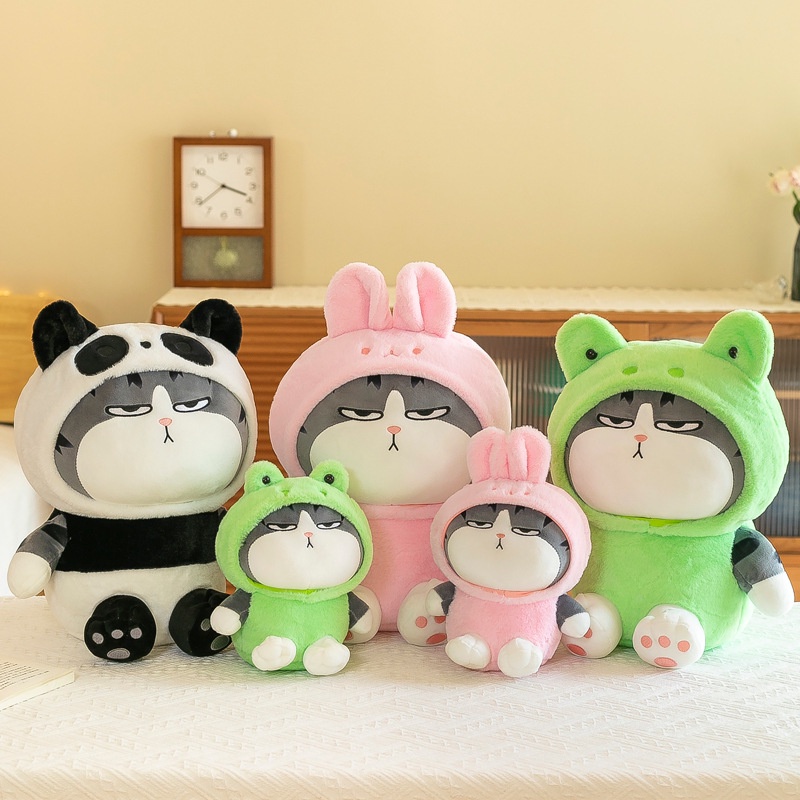 New Ouhuang Boneka Kucing Mainan Mewah Ouhuang Kucing Hidup Panjang Berubah Jadi Katak Panda Sebagai Hadiah Ulang Tahun Untuk Anak