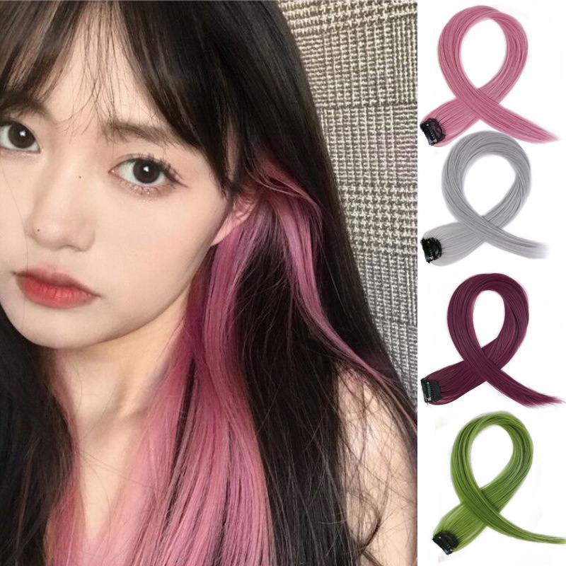 Wig Lurus Panjang Dengan Klip wig Wanita multi Warna Yang Modis