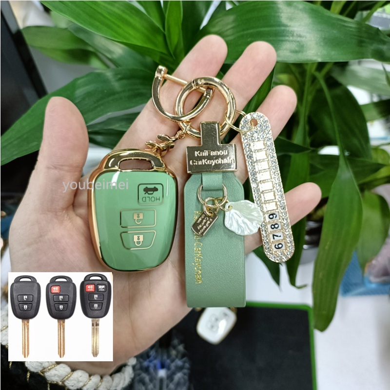 1pcs/brand New TPU Car Key Cover Untuk Toyota yaris 2017/Vios/Ativ/yaris Ativ Toyota Camry Corolla RAV4 Vios Prius C Highlander 2012-2016 2017 2018 2/3/4kancing Kunci Mobil Kasus