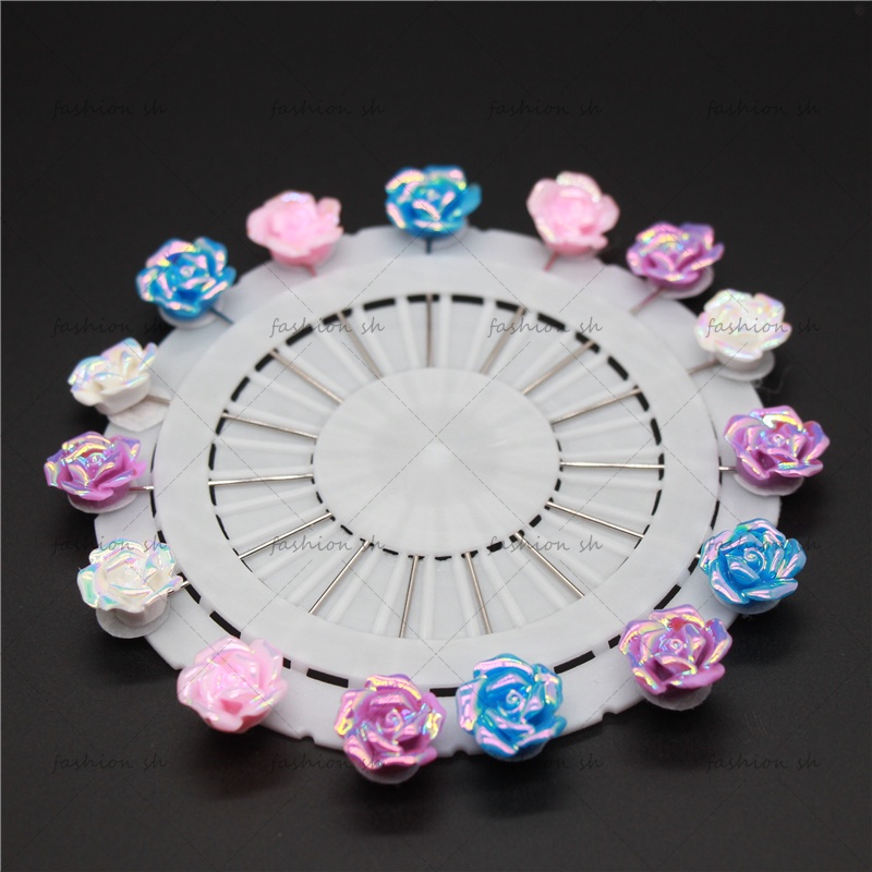 Lovely rose colorful Jarum Panjang Muslim scarf needle alloy Aksesoris