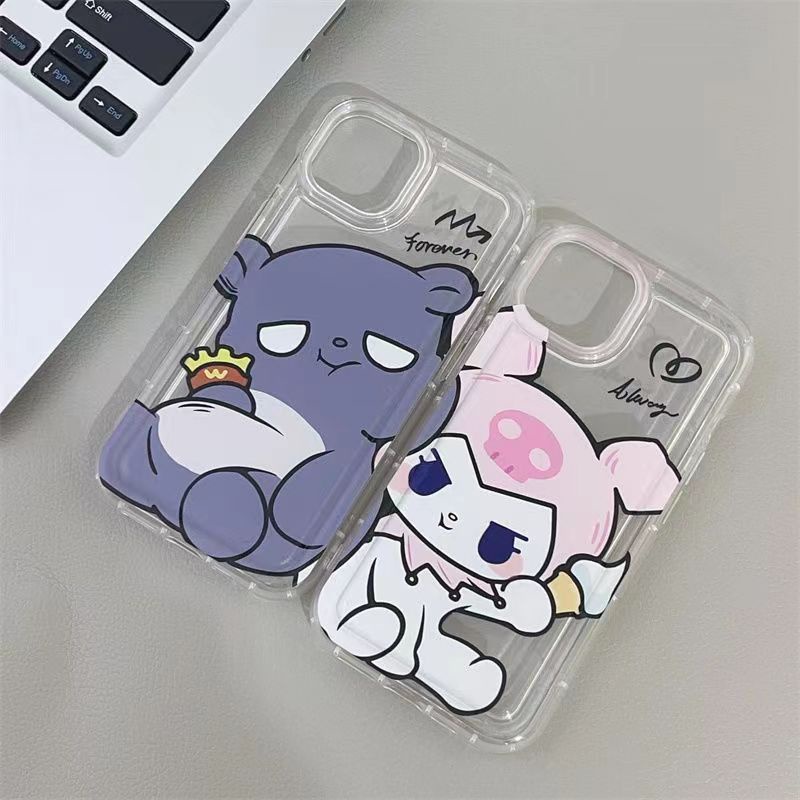 IPHONE Casing Ponsel Pasangan Lucu Kompatibel Untuk Iphone14 13 11 12 Pro XS Max X XR 7 8 Plus Soft Casing TPU Silikon Shockproof Cover