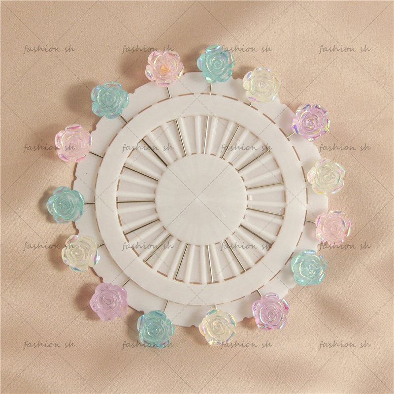 Lovely rose Transparan Jarum Panjang Muslim scarf needle alloy Aksesoris