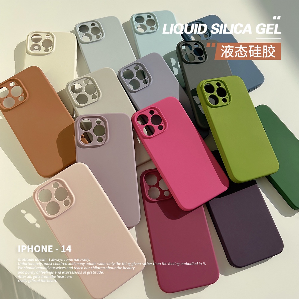 IPHONE 21warna Solid Kain Flanel Silikon Cair Di Dalam Telepon Soft Case Cover Dengan Seal Paket Untuk Iphone11 12 13 14 PLUS PRO MAX