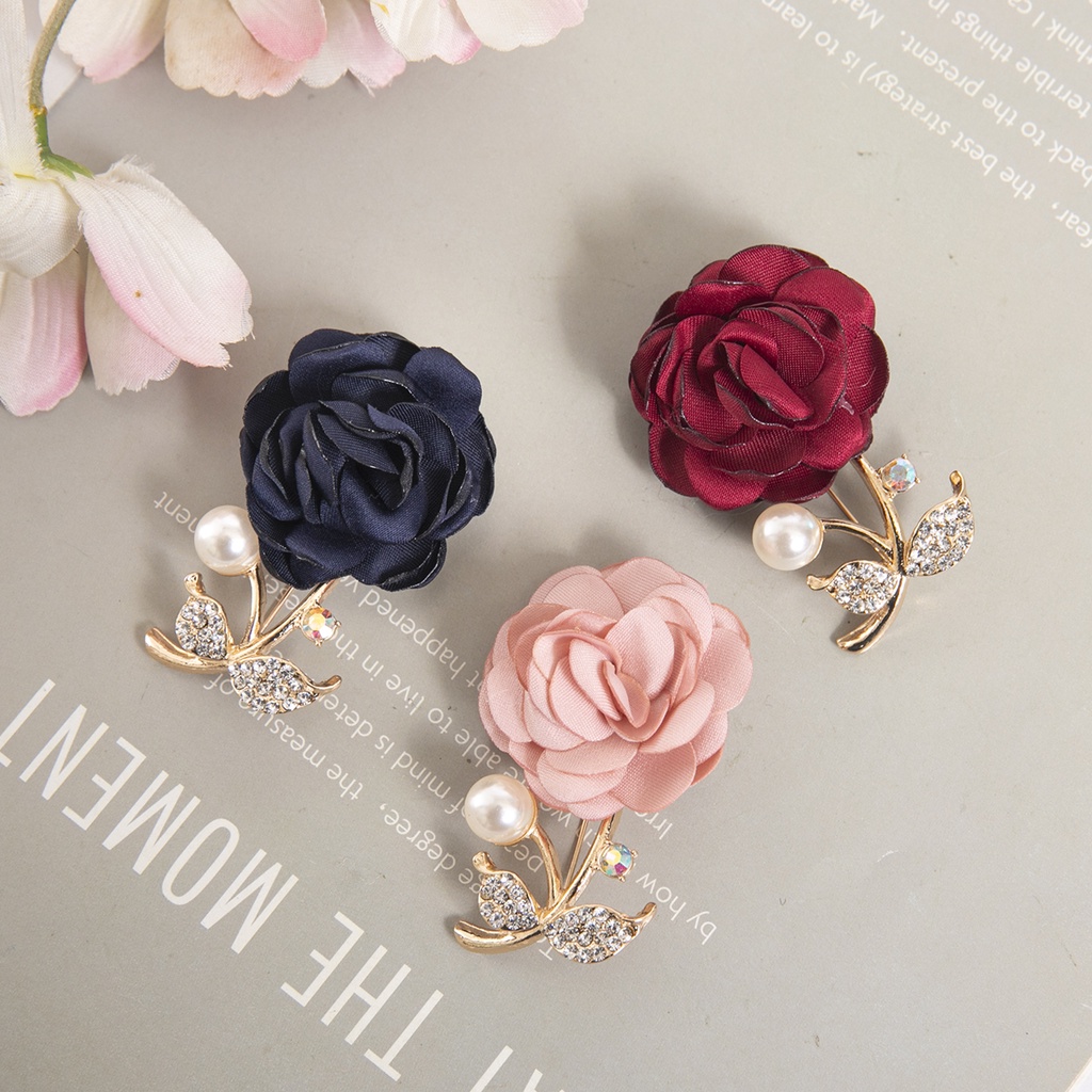 Rose Brooch ladies boutique Brooch/Kerongsang Bahu Korea Bros Berlian Imitasi 1pc Pin Bahu Kerongsang Pin Tudung