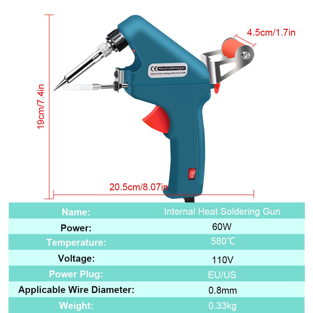 60w Elektronik Welding Torch Kit Internal Membantu Panas Tangan Solder Iron Set Otomatis Timah Makan Mesin Power Repair Tools