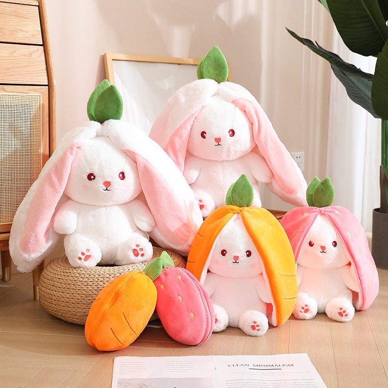 18/25cm Kawaii Wortel Transform Bunny Mainan2023Baru Boneka Lembut Hewan Bantal Kreatif Mainan Lucu Cosplay Kelinci Boneka Mewah