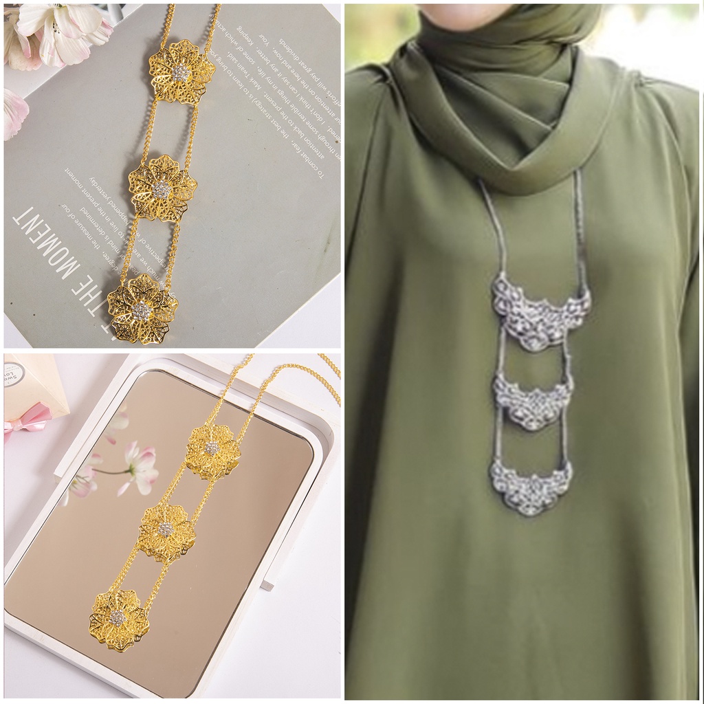 Bros Muslim/Hadiah set Tiga Potong/Bros Kalung Liburan/Kebaya Mewah Berantai Dewasa Borong Perhiasan Fashion Muslim