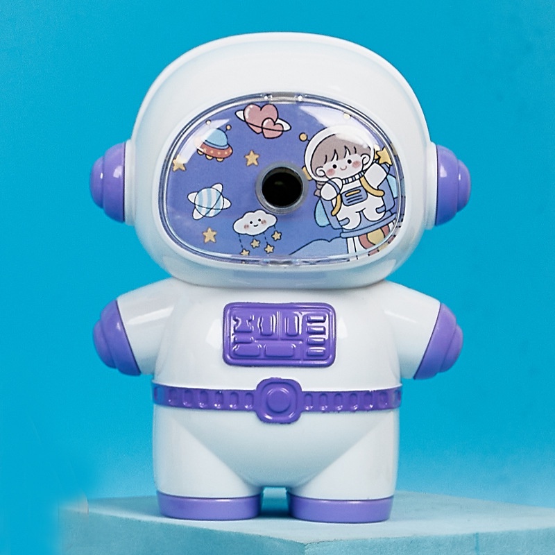 Kartun Astronot Handheld Manual Pensil Sharpeners Kawaii Lucu Perlengkapan Sekolah Alat Tulis Pengasah Mekanik Untuk Hadiah Anak