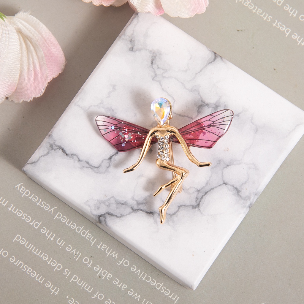 Kerongsang Bahu Korea Premium Rhinestone brooch Bahu Kerongsang pin Kiri Kanan/angel brooch alloy diamond brooch pin