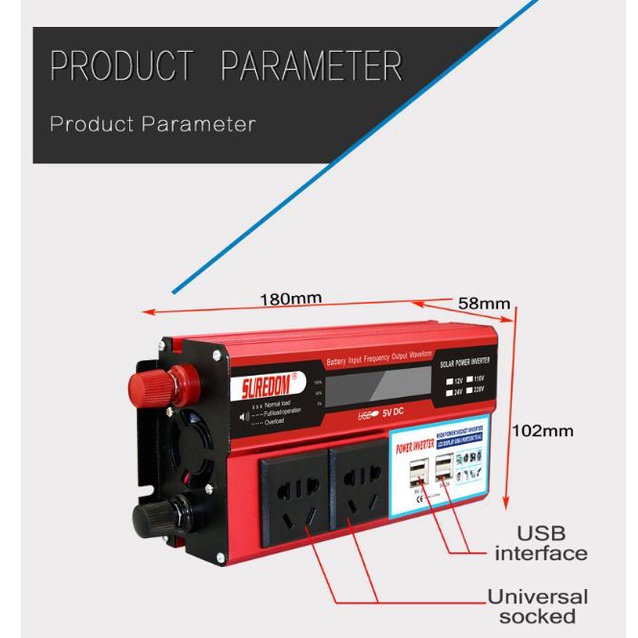 Konverter Daya DC Ke AC 500W DC 12V Ke 110V 220V AC Mobil Inverter Trafo Otomatis Dengan 4usb