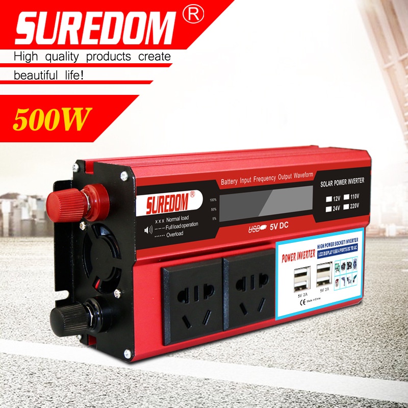 Konverter Daya DC Ke AC 500W DC 12V Ke 110V 220V AC Mobil Inverter Trafo Otomatis Dengan 4usb