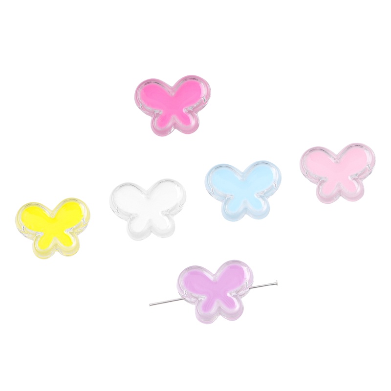 4pcs Lovely Star Butterfly Bow Love Shape Manik-Manik Minyak Akrilik Untuk Membuat Perhiasan DIY Kalung Anting Aksesoris