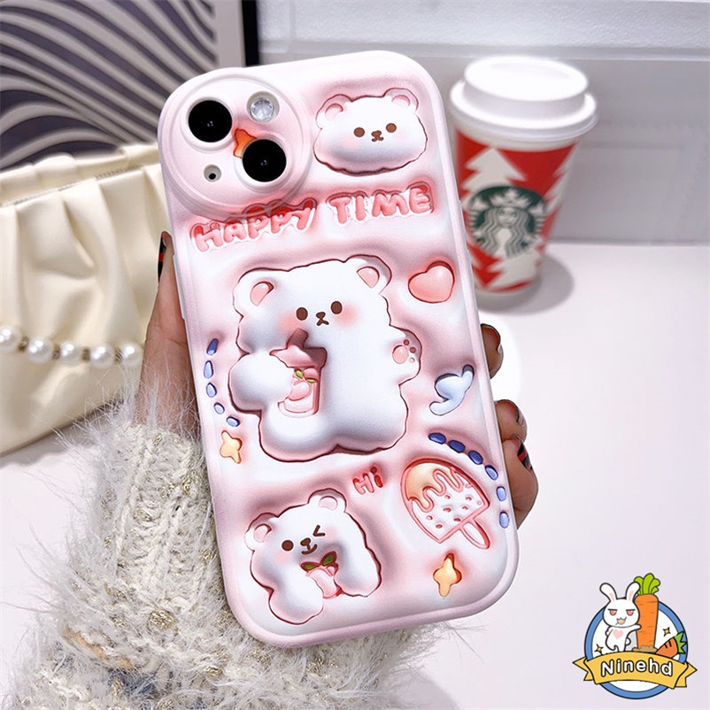 Soft Case Silikon Compatible for iPhone 14 13 12 11 Pro Max X XR Xs Max SE 2020 iPhone 7 8 6 6s Plus 3D Vision Drink milk tea Bear Phone Casae All-Inclusive Lens Anti-Drop Camera Protect Soft Silicone Case Airbag Soft Rubber Fall Protection Cover