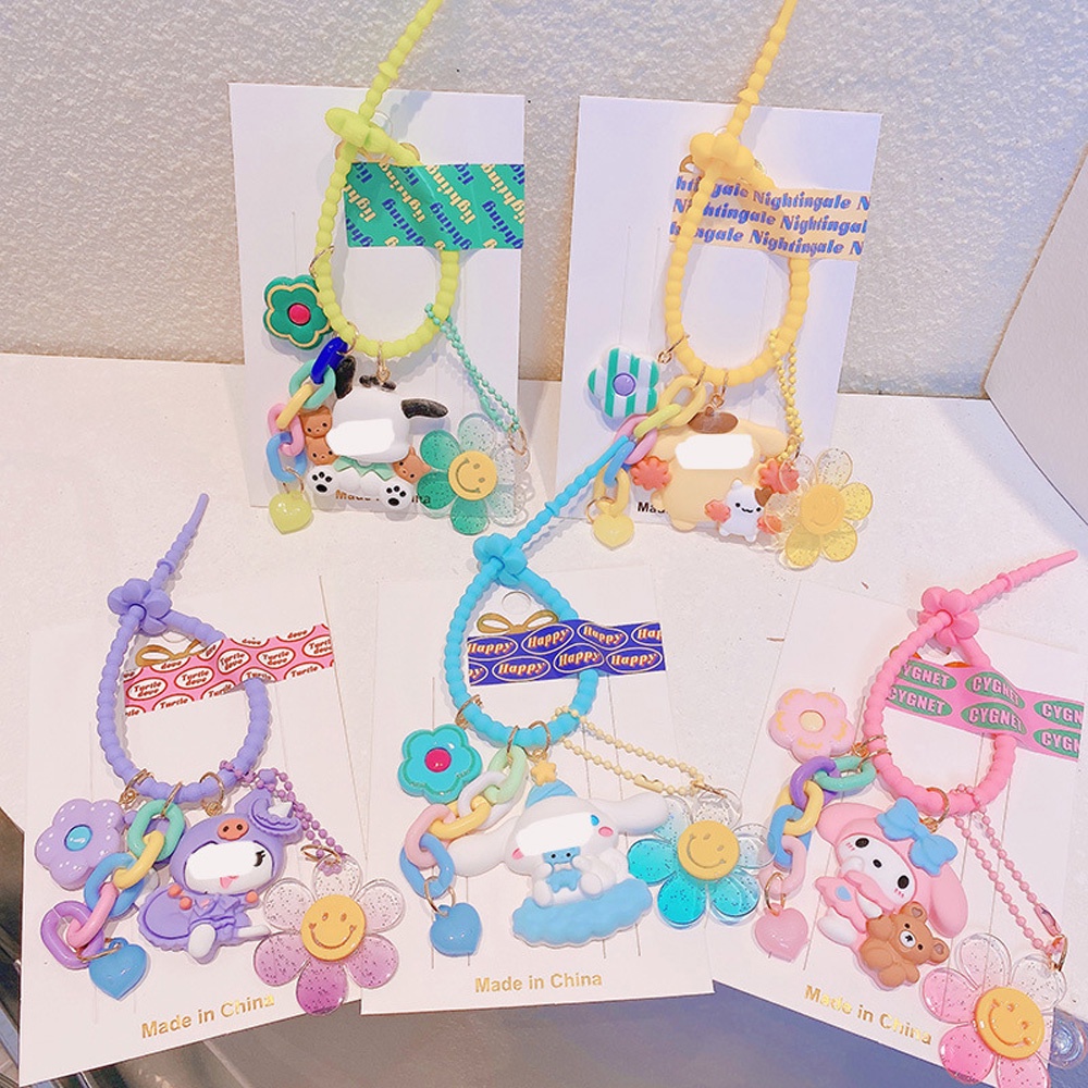 Kartun Sanrio Kitty Manik-Manik Liontin Gantungan Kunci Untuk Aksesoris Telepon Tas Liontin Hadiah Untuk Anak Perempuan