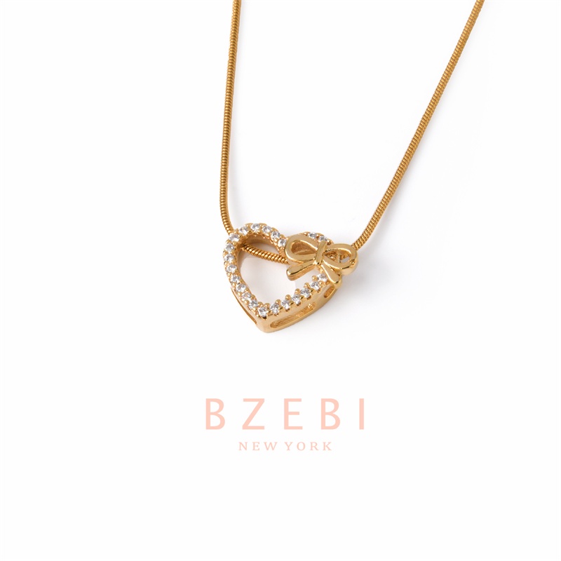 Bzebi Kalung Emas 18k, Kalung Baja Titanium, Kalung Liontin Berlian, Anti Karat, Aksesoris Fashion Wanita Perhiasan Gaya Korea, Hadiah Ulang Tahun Dengan Kotak Eksklusif 234n