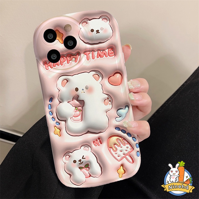 Soft Case Silikon Compatible for iPhone 14 13 12 11 Pro Max X XR Xs Max SE 2020 iPhone 7 8 6 6s Plus 3D Vision Drink milk tea Bear Phone Casae All-Inclusive Lens Anti-Drop Camera Protect Soft Silicone Case Airbag Soft Rubber Fall Protection Cover